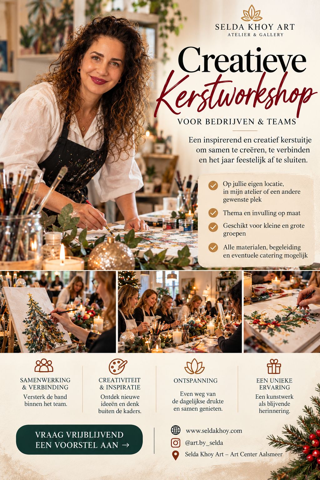 Flyer Creatieve Kerstworkshop voor bedrijven en teams van Selda Khoy