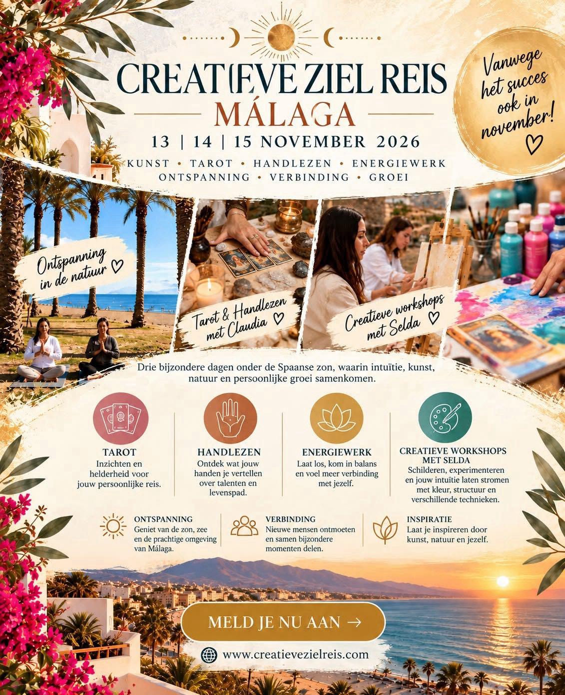 Flyer Creatieve Ziel Reis Málaga, 13, 14 en 15 november 2026