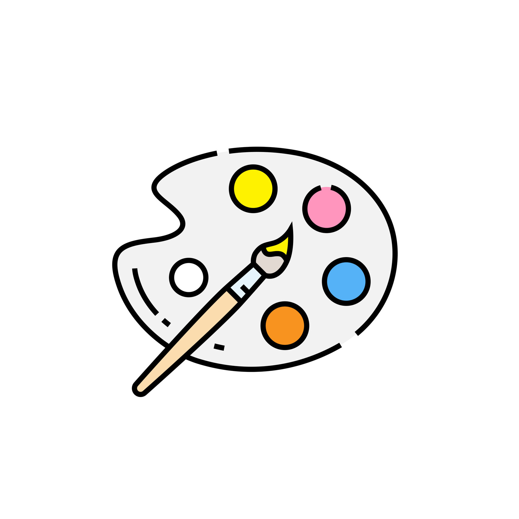 Paint palette line icon. Paintbrush and artist color palette symbol. Vector illustration.