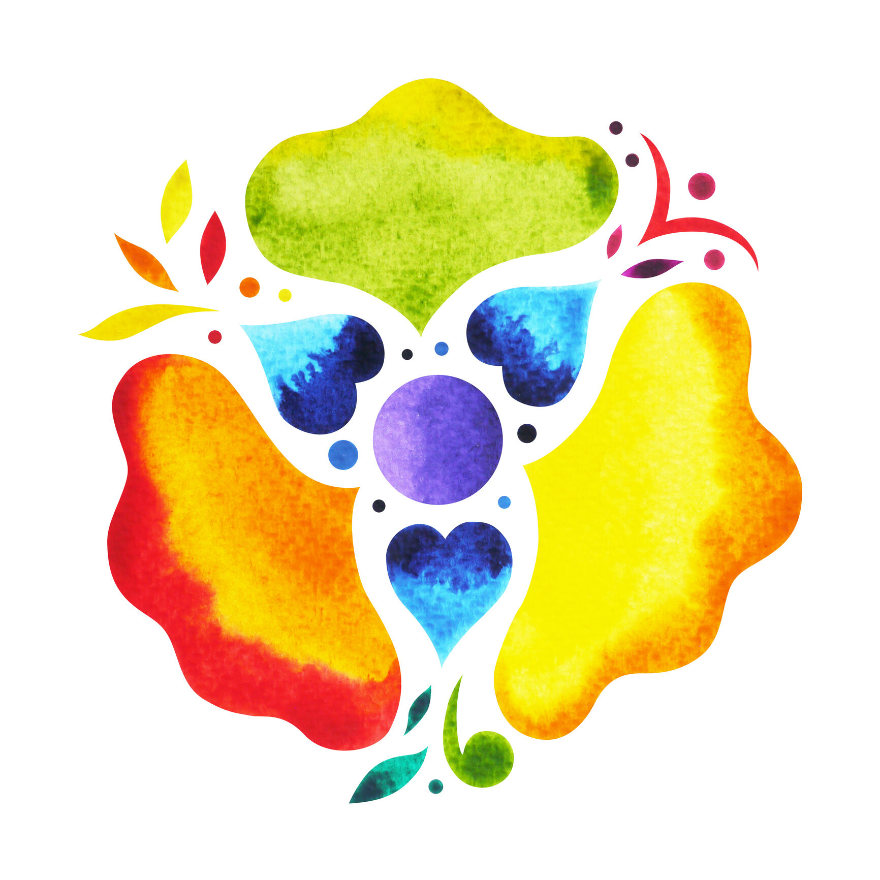 7 color of chakra mandala symbol concept, flower floral, watercolor painting hand drawn icon, illustration design sign